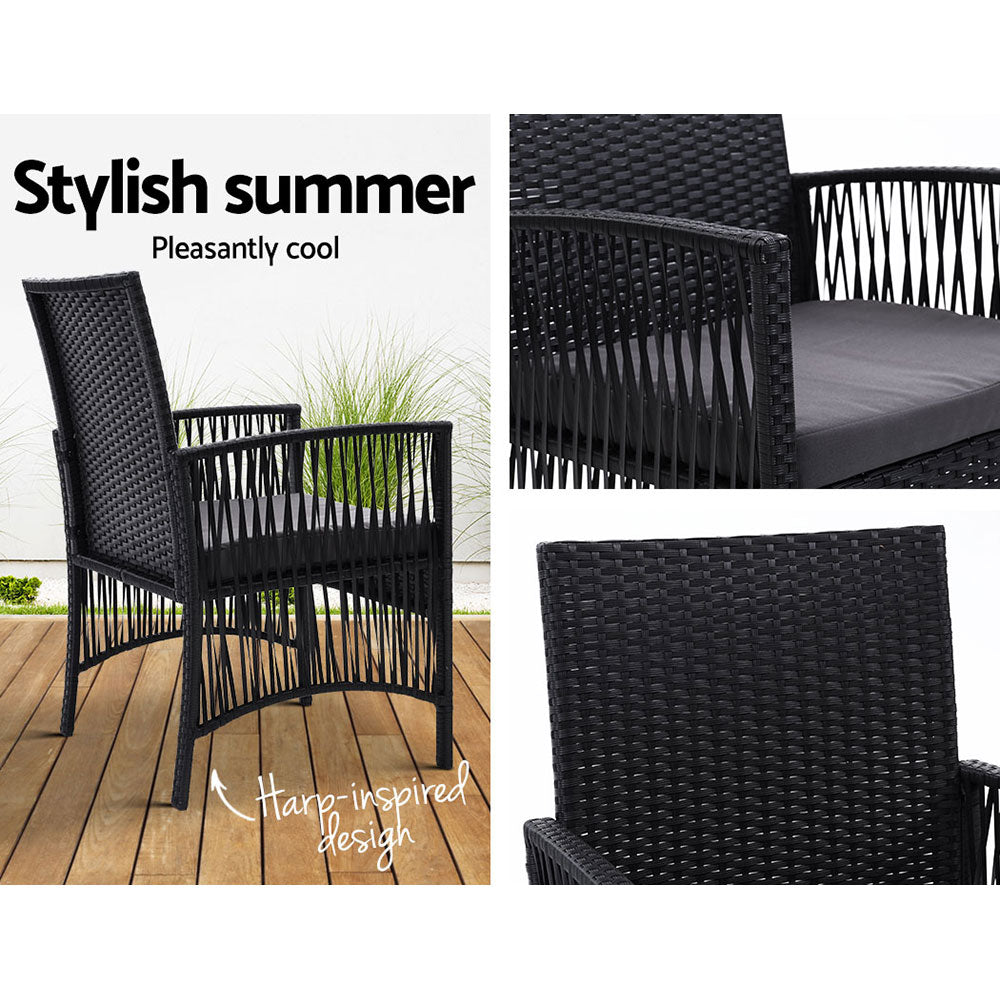 Lyra 2 Piece Outdoor Dining Chair Wicker Patio Lounge Chair