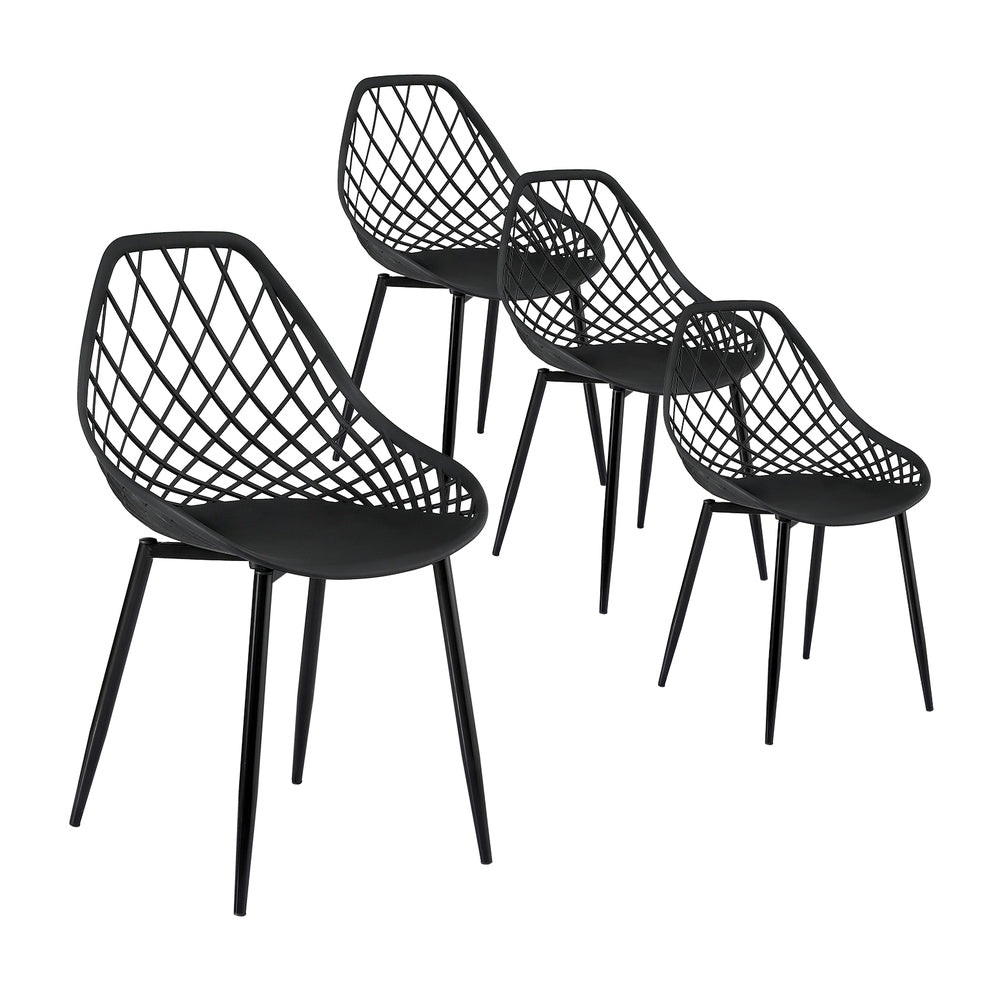 Gardeon 4PC Outdoor Dining Lounge Chairs Black