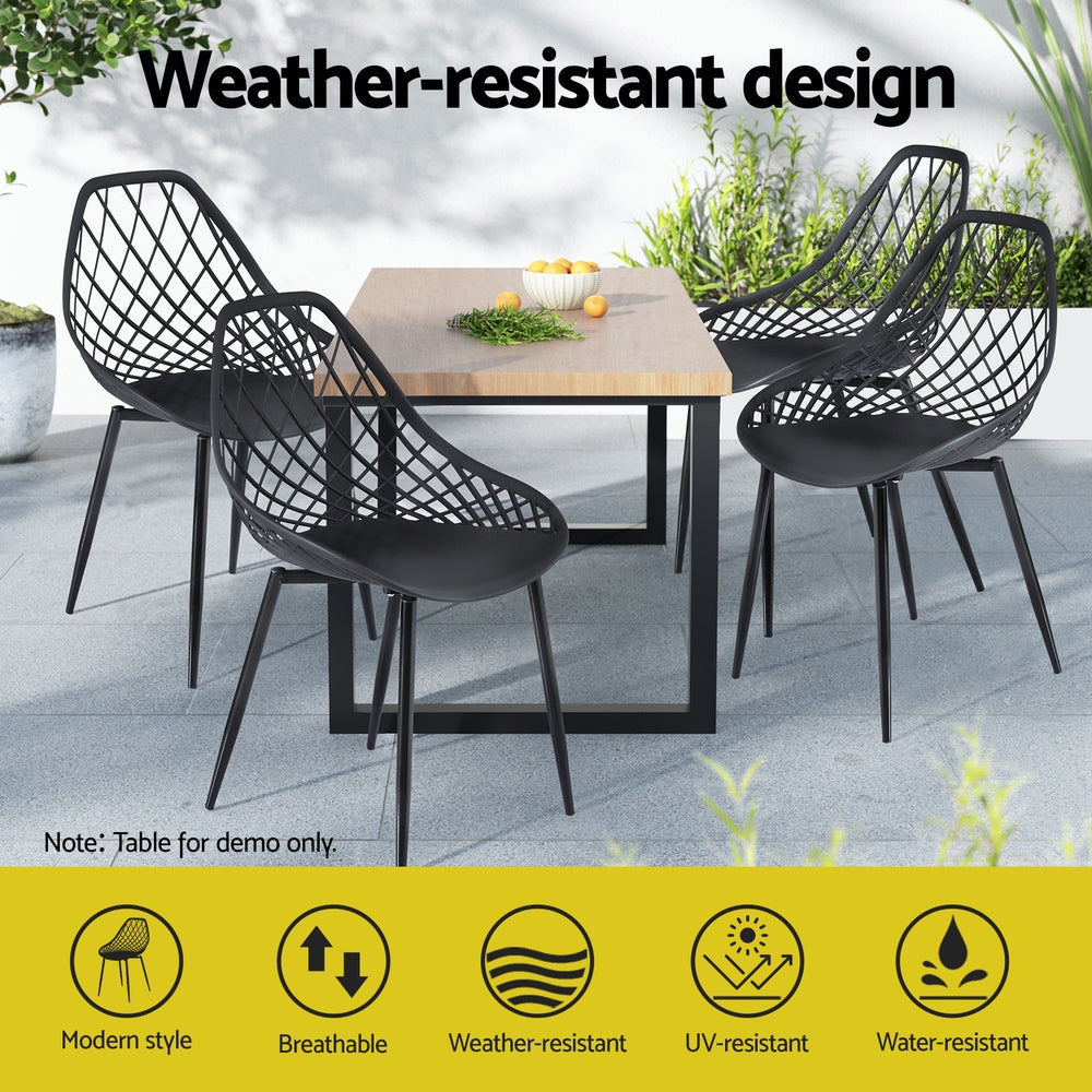 Gardeon 4PC Outdoor Dining Lounge Chairs Black