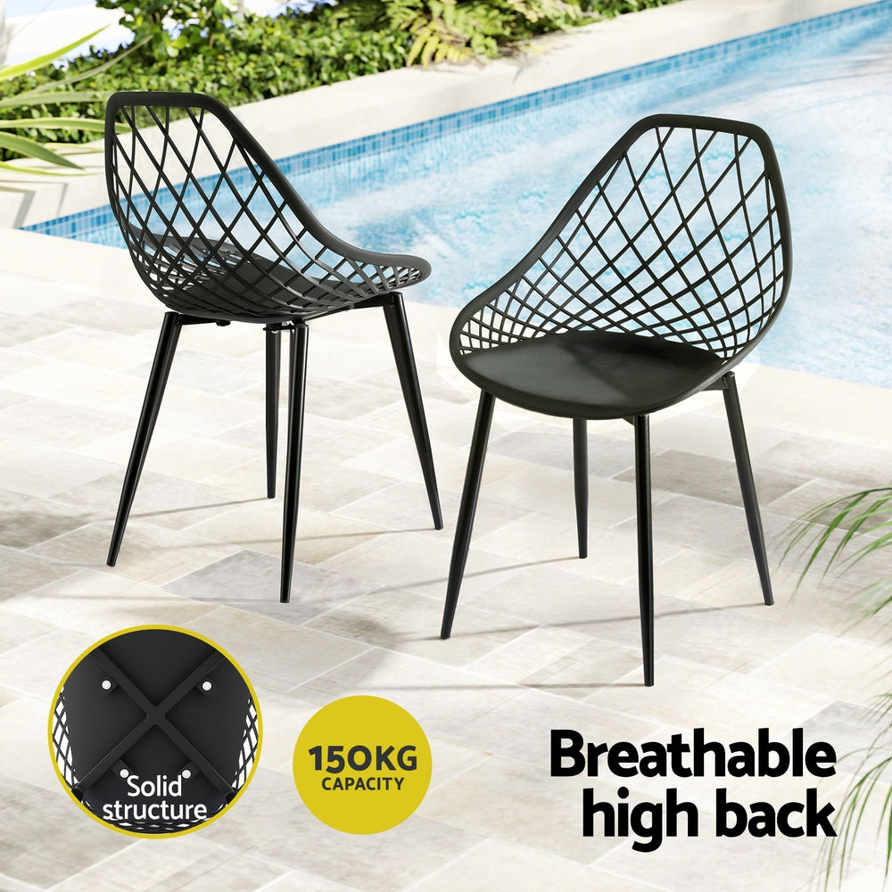 Gardeon 4PC Outdoor Dining Lounge Chairs Black