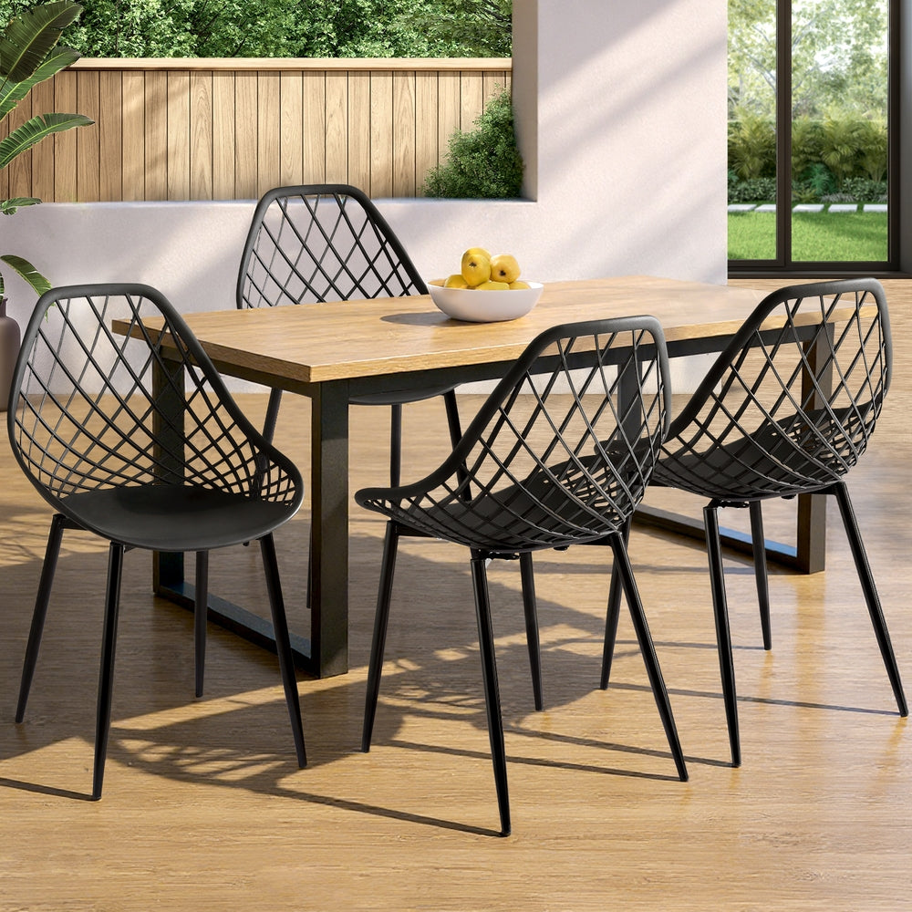 Gardeon 4PC Outdoor Dining Lounge Chairs Black