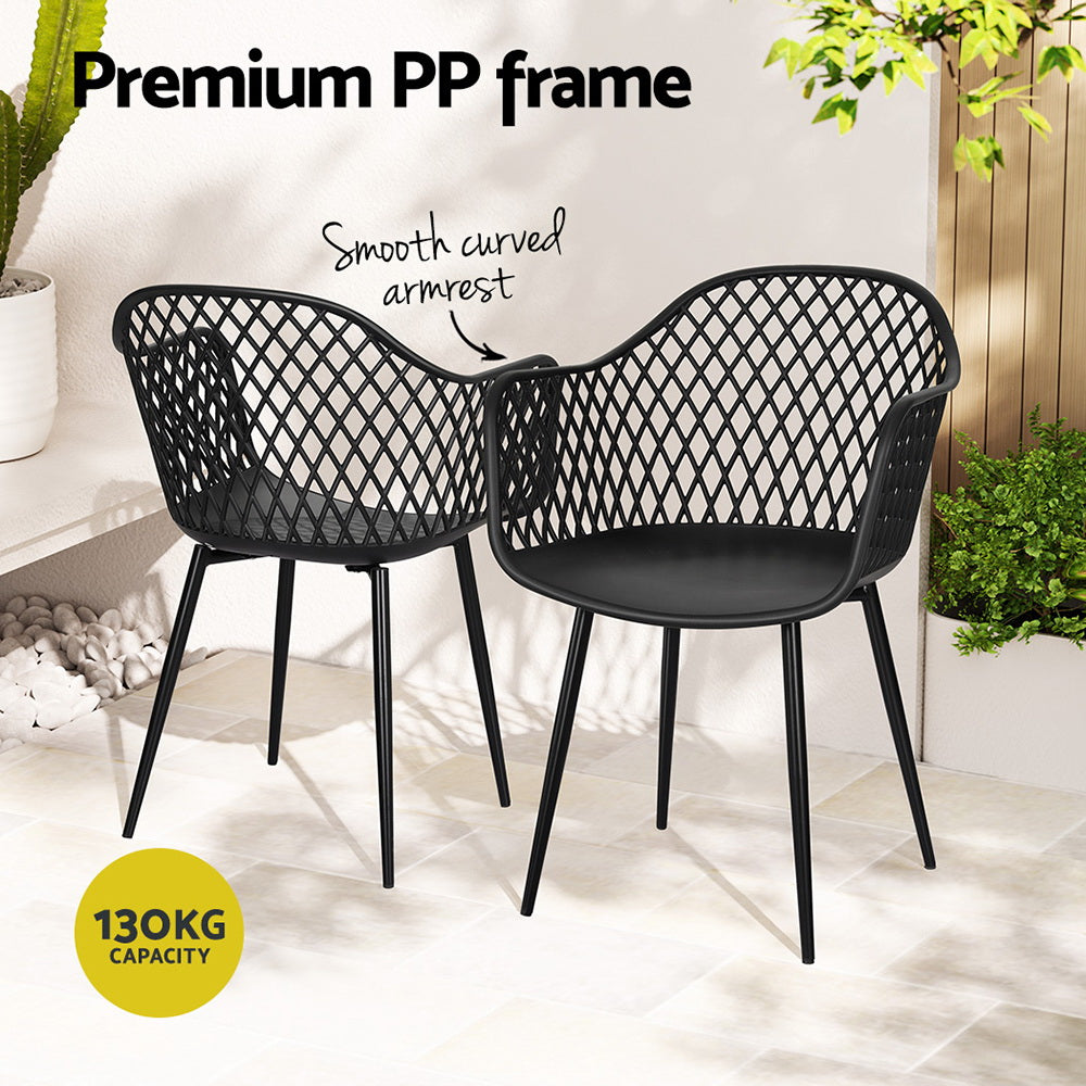 Gardeon 4PC Outdoor Dining Chairs Black UV-Resistant