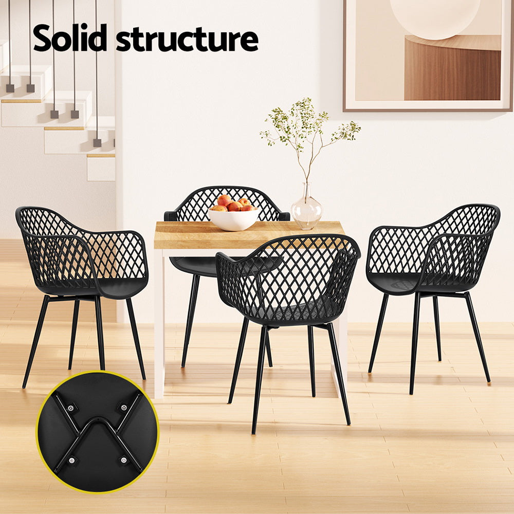 Gardeon 4PC Outdoor Dining Chairs Black UV-Resistant