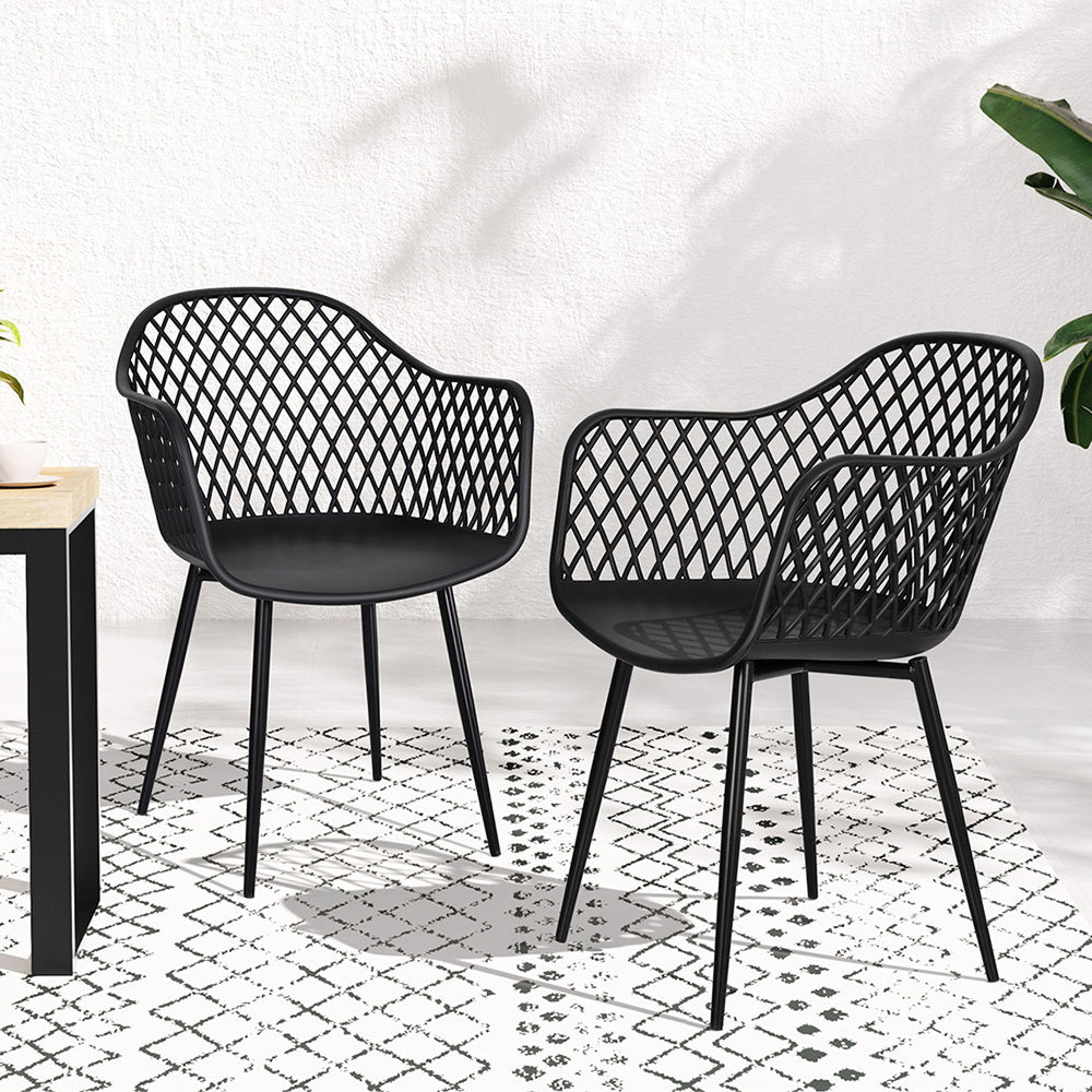 Gardeon 4PC Outdoor Dining Chairs Black UV-Resistant
