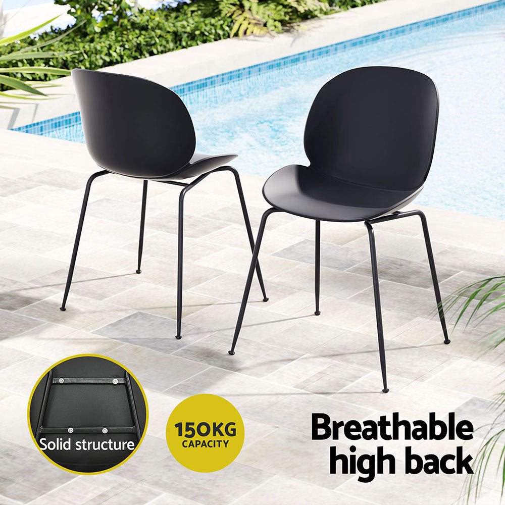Gardeon 4PC Outdoor Dining Chairs Black Weather-Resistant