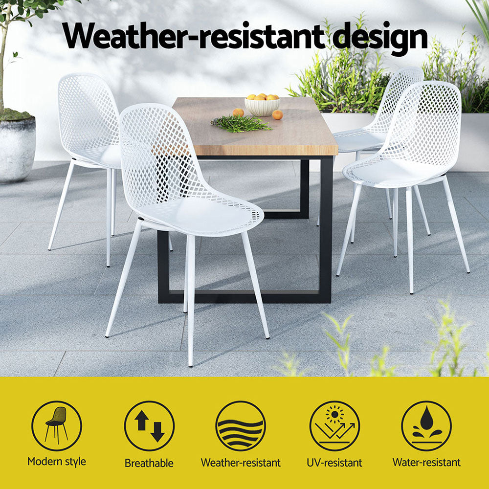 Gardeon 4PC Outdoor Dining Chairs Patio Garden Furniture White