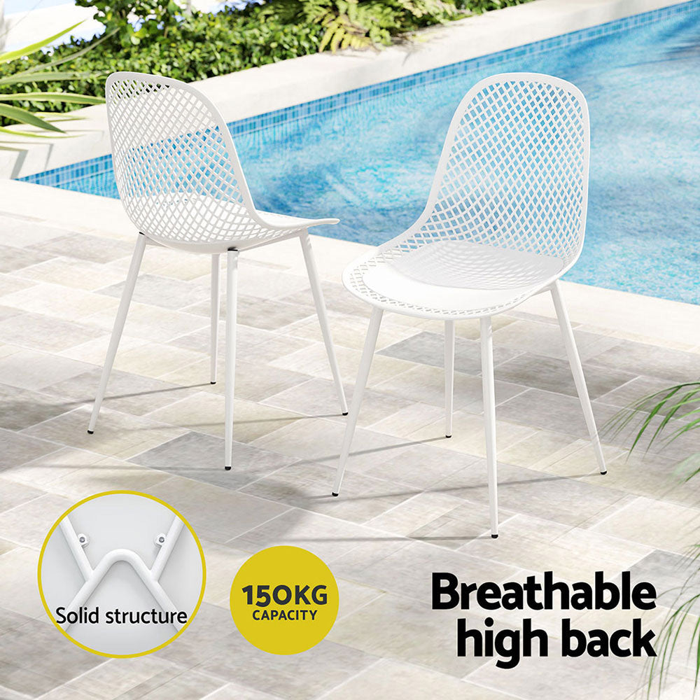 Gardeon 4PC Outdoor Dining Chairs Patio Garden Furniture White