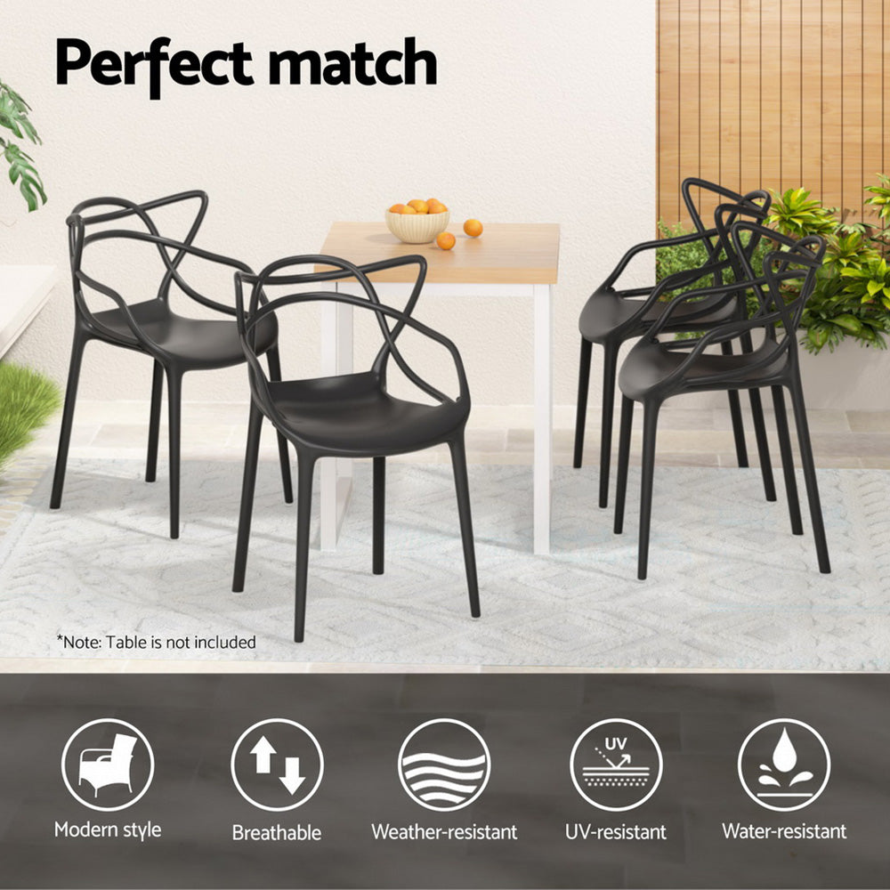 Gardeon 4PC Outdoor Dining Chairs Stackable Patio Furniture