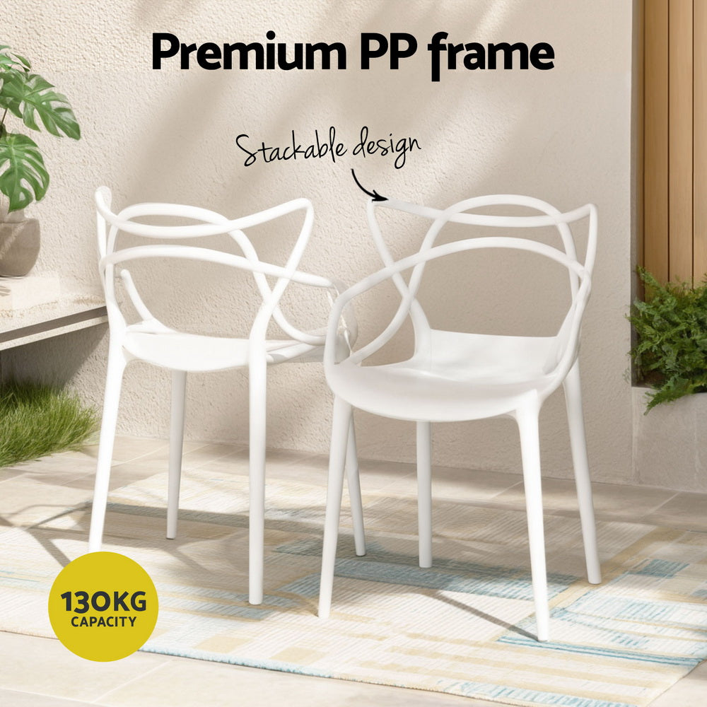 Gardeon 4PC Stackable Outdoor Dining Chairs White