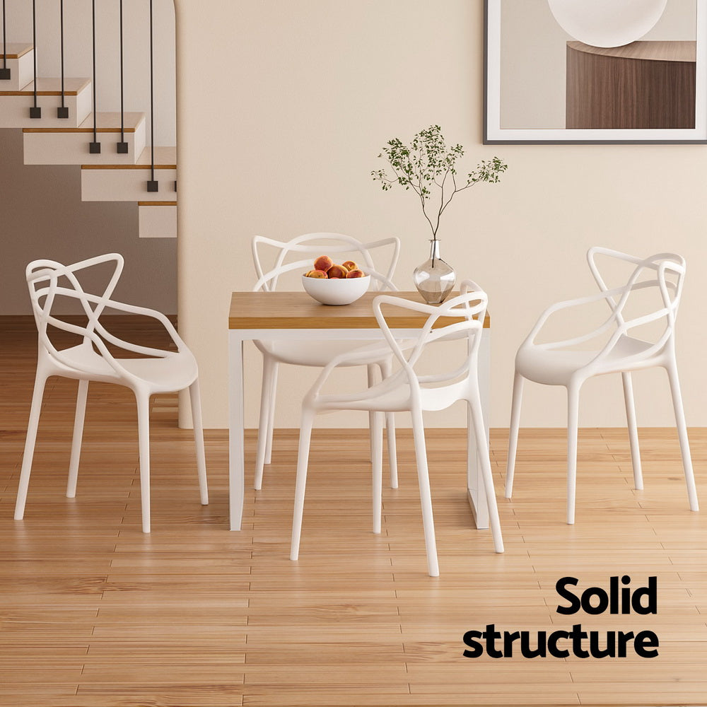 Gardeon 4PC Stackable Outdoor Dining Chairs White