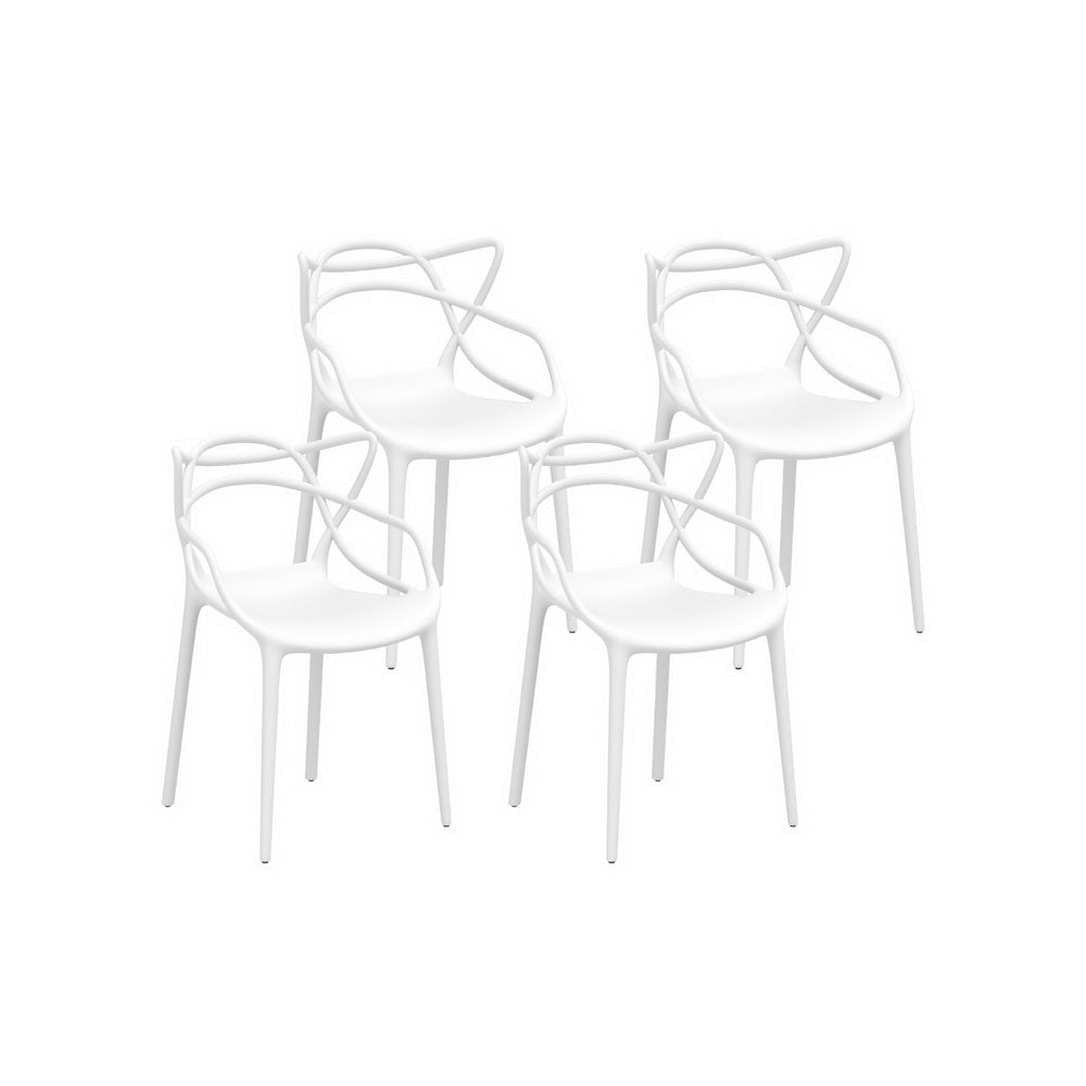 Gardeon 4PC Outdoor Dining Chairs Stackable Patio Set White