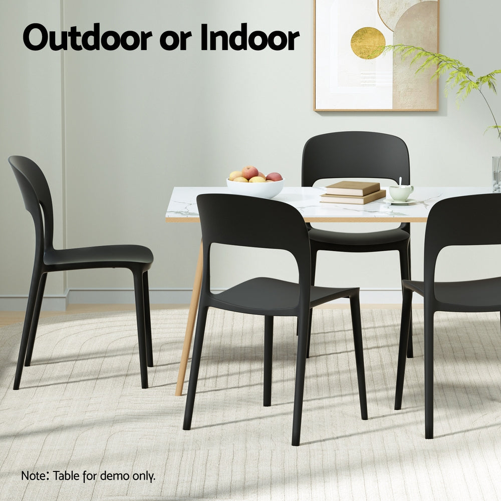Gardeon 4PC Stackable Outdoor Dining Chairs Black