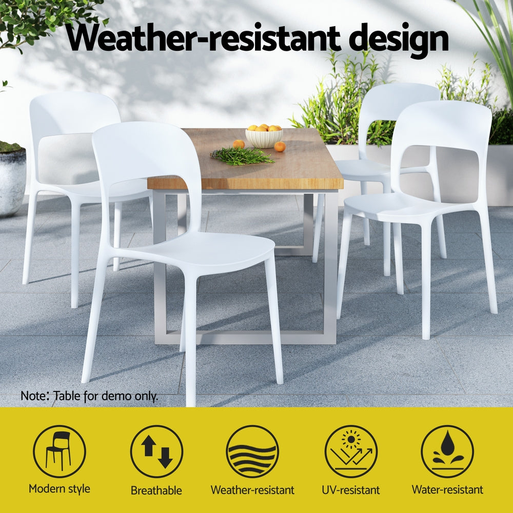 Gardeon 4PC Stackable Outdoor Dining Chairs White