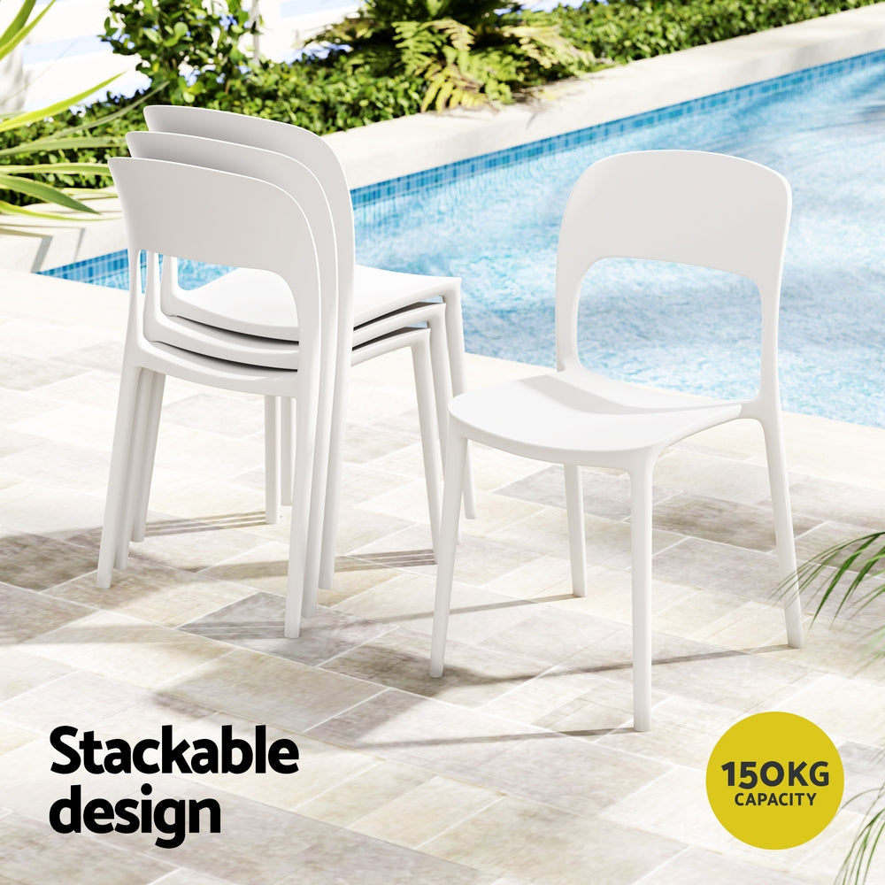 Gardeon 4PC Stackable Outdoor Dining Chairs White