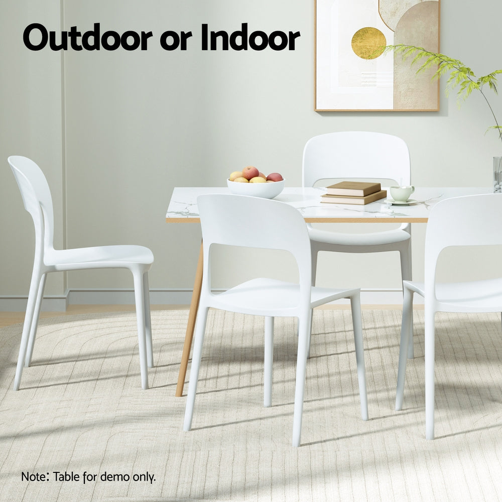 Gardeon 4PC Stackable Outdoor Dining Chairs White