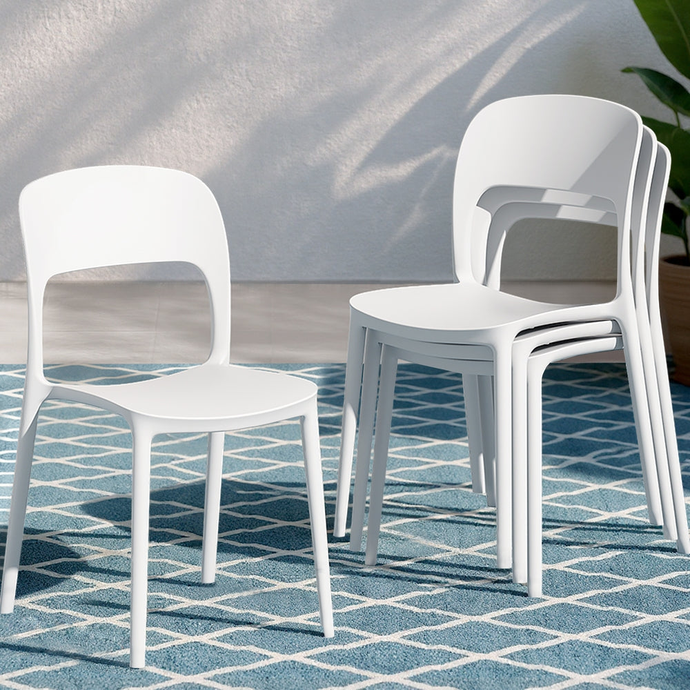 Gardeon 4PC Stackable Outdoor Dining Chairs White