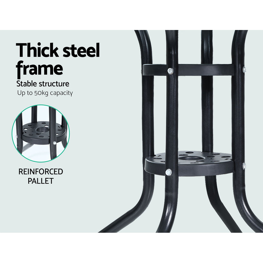 Felix 3PC Outdoor Bistro Set Rattan Table Chairs Black