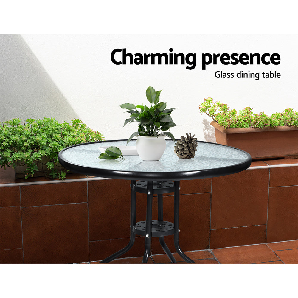 Felix 3PC Outdoor Bistro Set Rattan Table Chairs Black