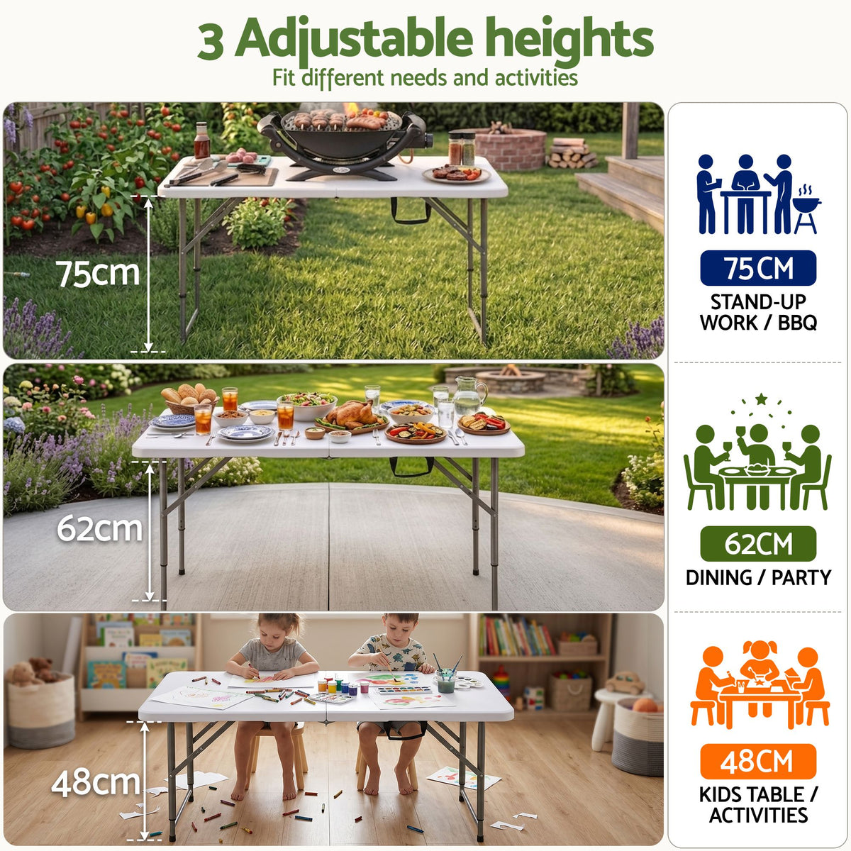Gardeon 5 Piece Outdoor Folding Dining Set 120CM White