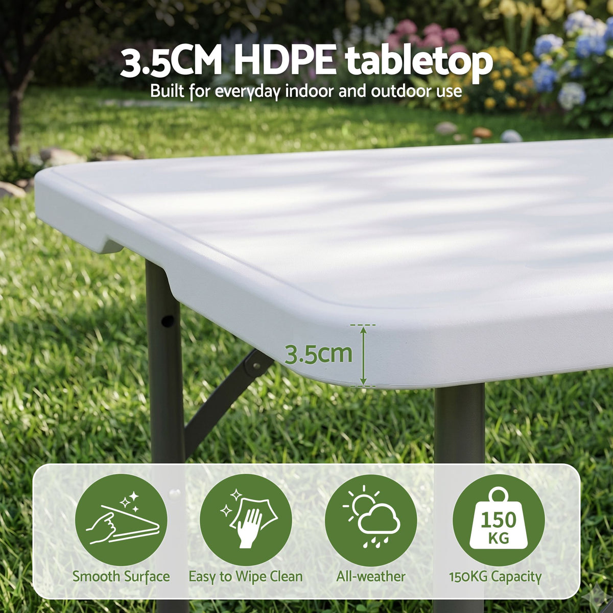 Gardeon 5 Piece Outdoor Folding Dining Set 120CM White