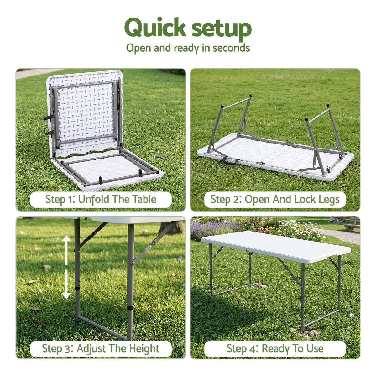 Gardeon 5 Piece Outdoor Folding Dining Set 120CM White