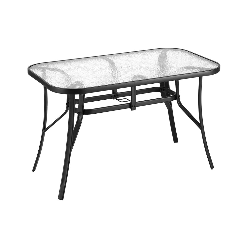 Gardeon 120cm Outdoor Dining Table Steel Black Parasol Hole