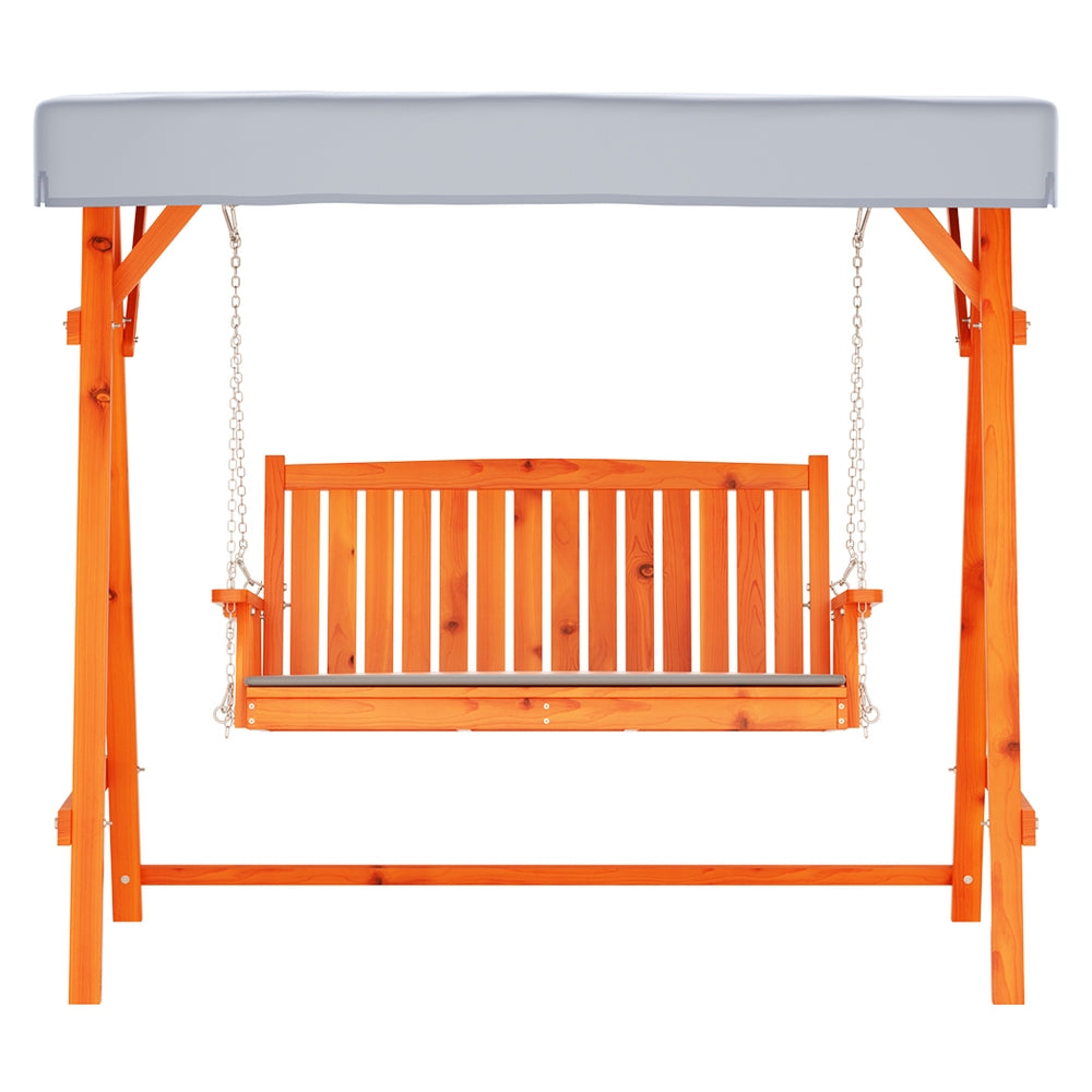 Gardeon 3-Seater Wooden Swing Chair Teak Canopy Cushion