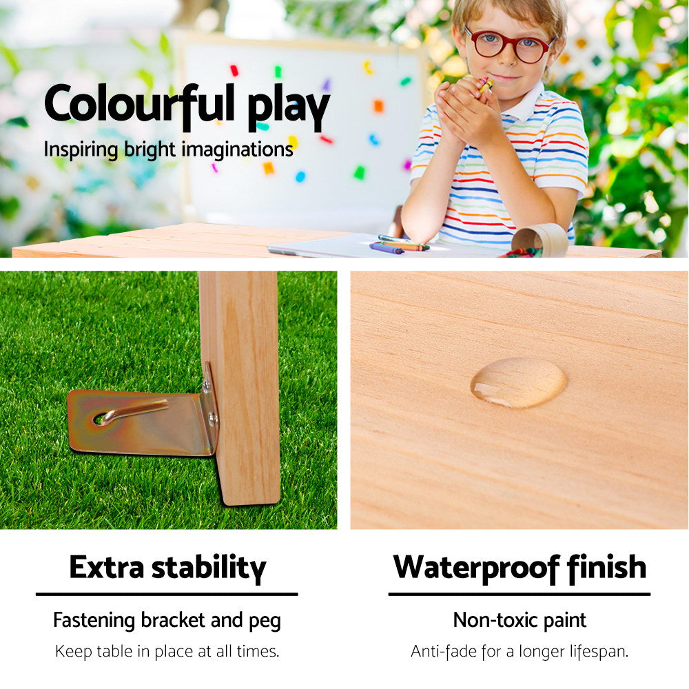Keezi Kids Wooden Picnic Table and Bench Set Outdoor/Indoor Natural Wood