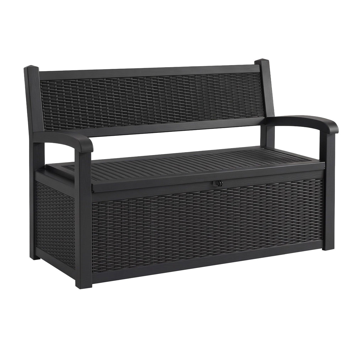 Gardeon Outdoor Storage Box Bench 254L Black Resin