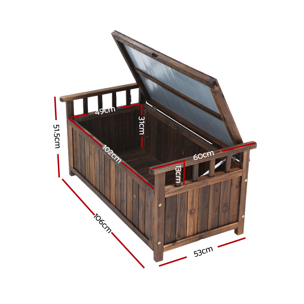 Gardeon 160L Outdoor Storage Bench Charcoal Wood Garden Patio
