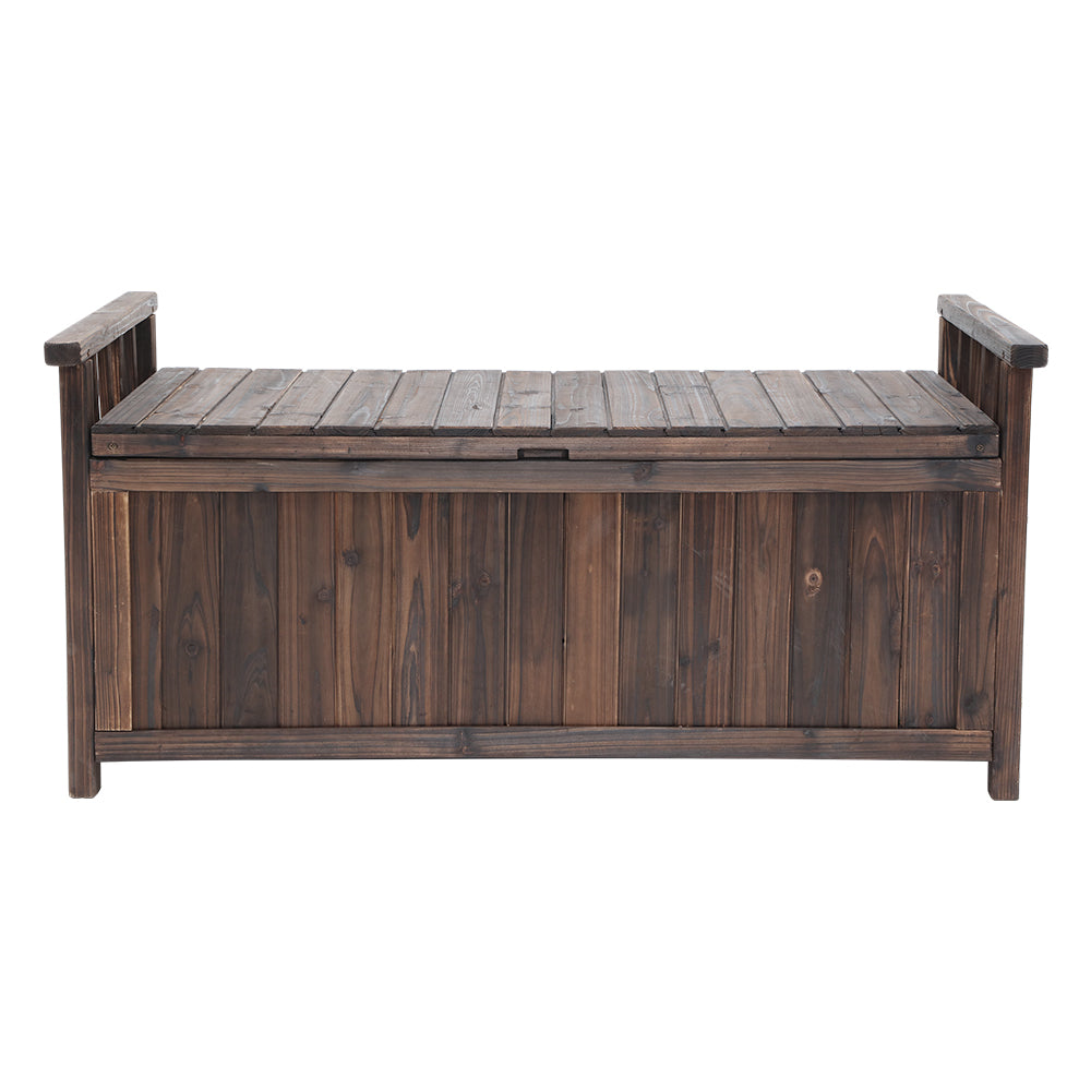 Gardeon 160L Outdoor Storage Bench Charcoal Wood Garden Patio