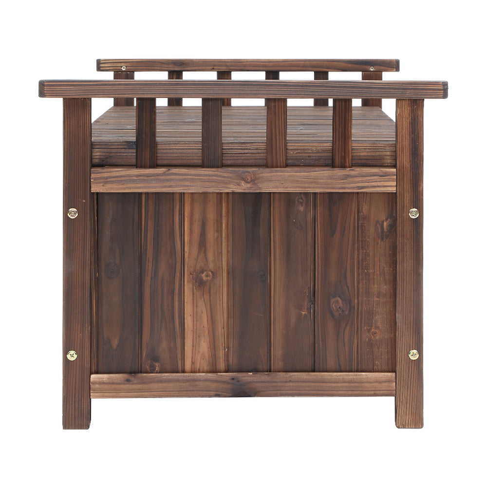 Gardeon 160L Outdoor Storage Bench Charcoal Wood Garden Patio