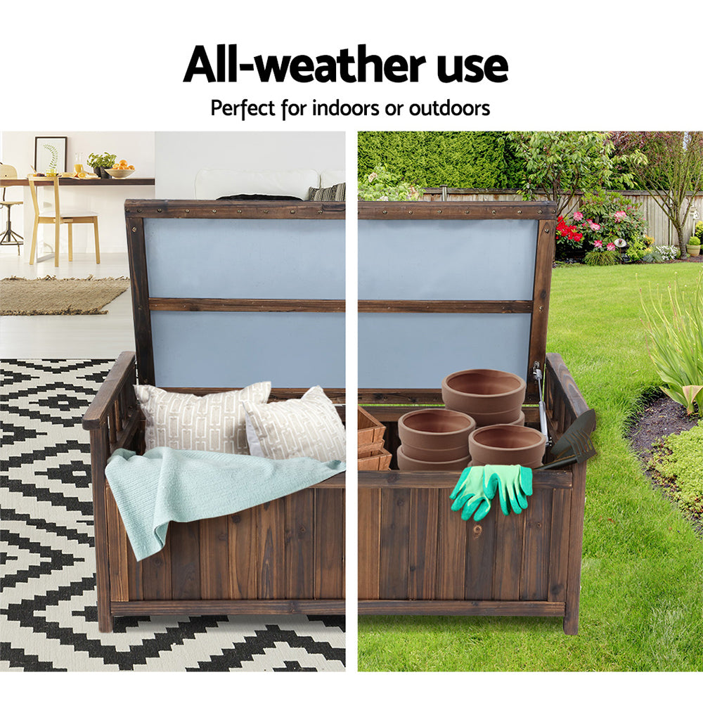 Gardeon 160L Outdoor Storage Bench Charcoal Wood Garden Patio