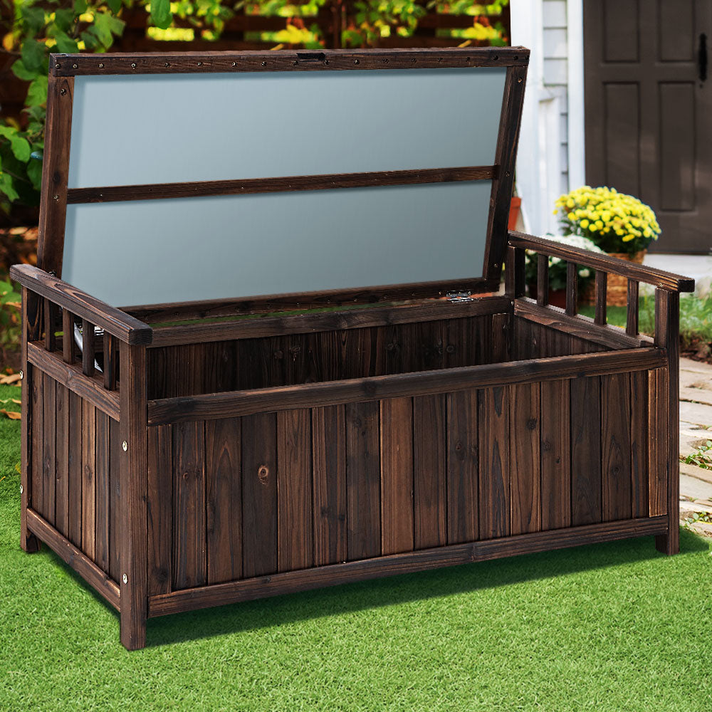 Gardeon 160L Outdoor Storage Bench Charcoal Wood Garden Patio