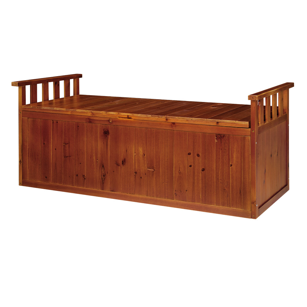 Water-Resistant Fir Wood Storage Bench Box 129cm - Gardeon