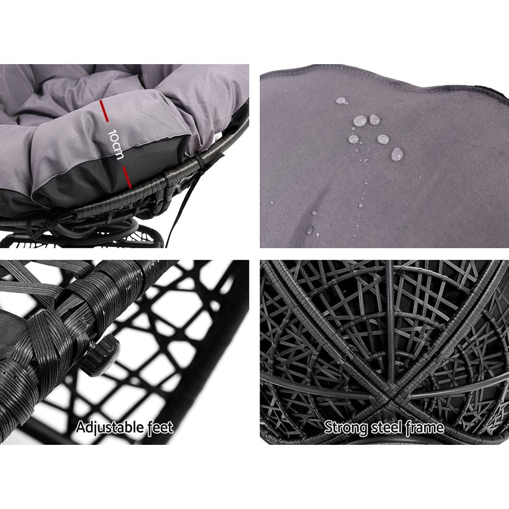 Gardeon Papasan Chair Outdoor Furniture Wicker Black