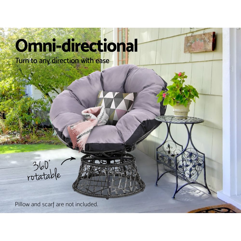 Gardeon Papasan Chair Outdoor Furniture Wicker Black