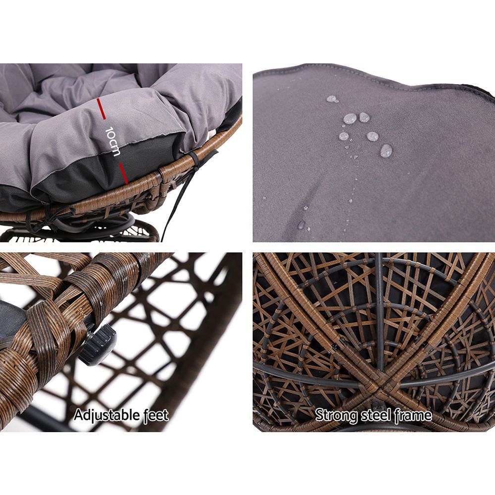 Gardeon Papasan Chair Wicker Outdoor Furniture Brown