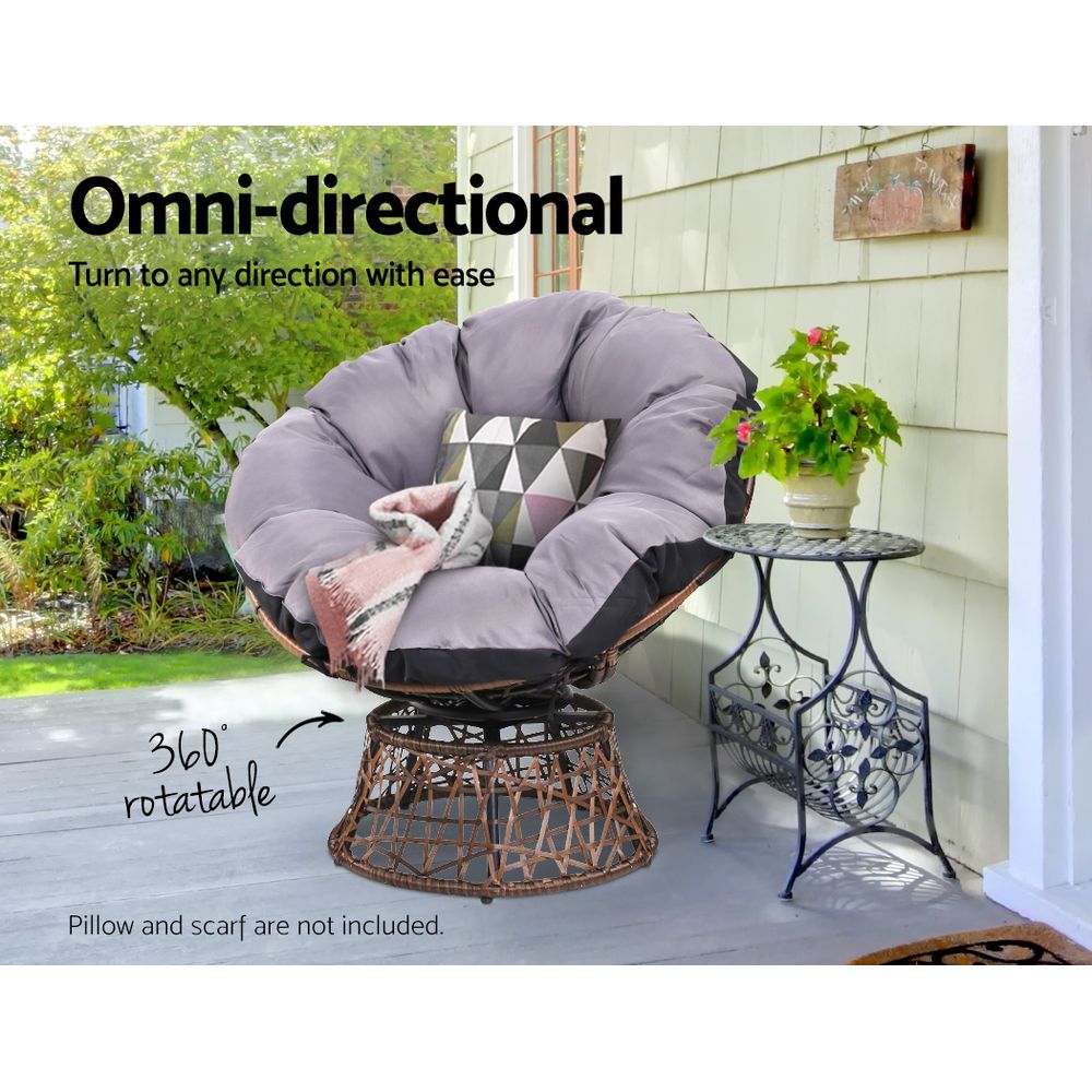 Gardeon Papasan Chair Wicker Outdoor Furniture Brown