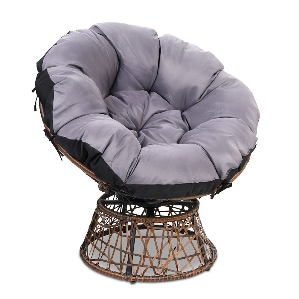 Gardeon Papasan Chair Wicker Outdoor Furniture Brown