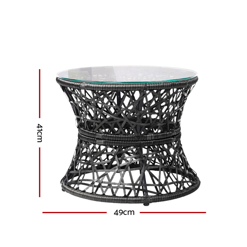Gardeon Papasan Chair and Wicker Table Set Black