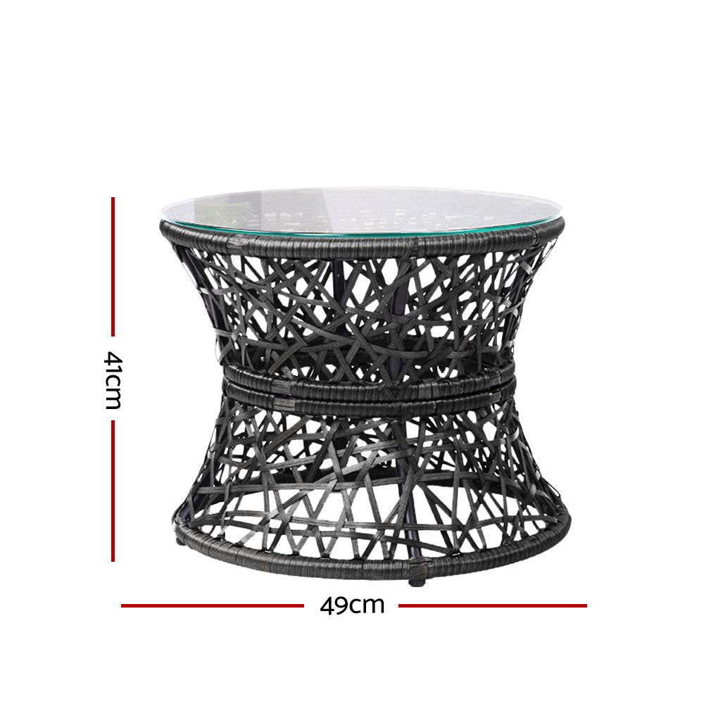 Gardeon Outdoor Lounge Set Wicker Papasan Chairs Table Black