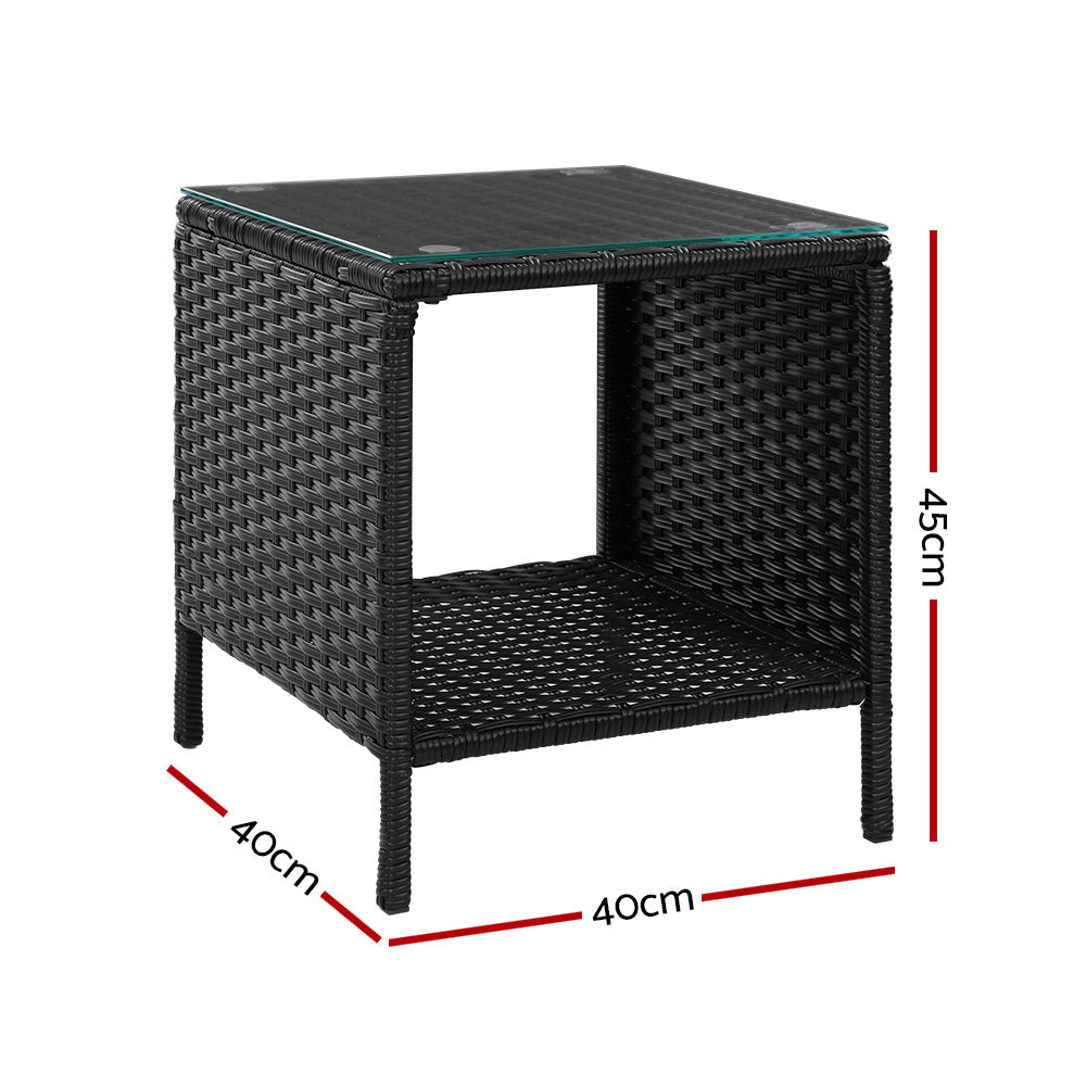 Gardeon Outdoor Coffee Side Table Wicker Rattan Black