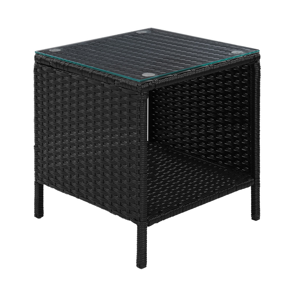 Gardeon Outdoor Coffee Side Table Wicker Rattan Black