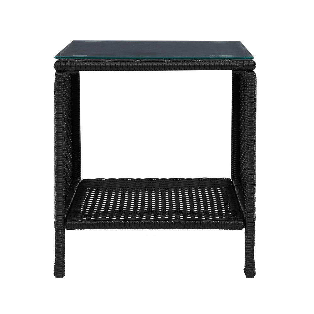 Gardeon Outdoor Coffee Side Table Wicker Rattan Black