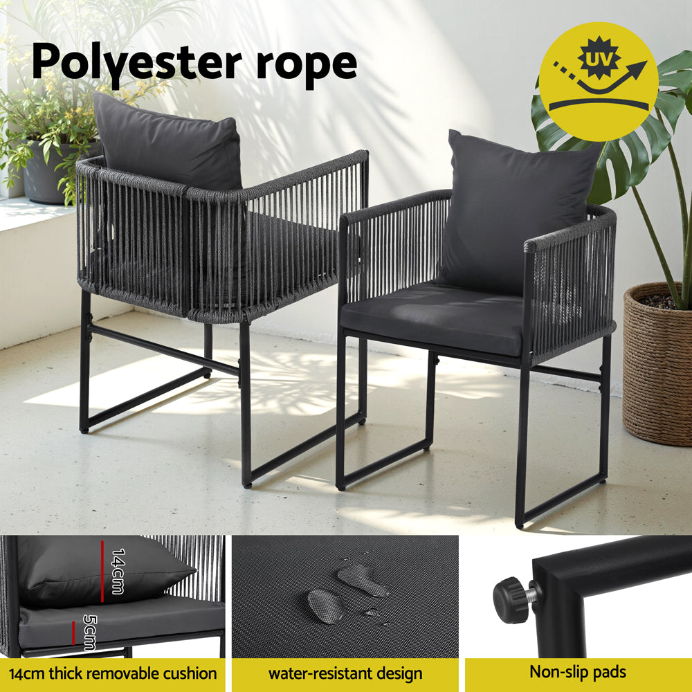 Gardeon 2 Piece Outdoor Dining Chairs Woven Rope Patio Furniture