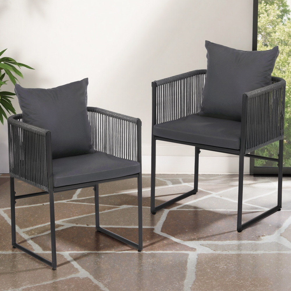 Gardeon 2 Piece Outdoor Dining Chairs Woven Rope Patio Furniture