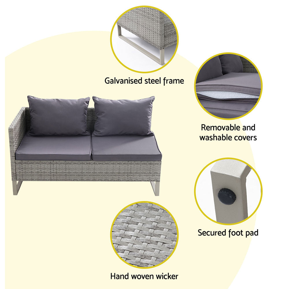 Gardeon 4-Seater Outdoor Lounge Set Wicker Grey