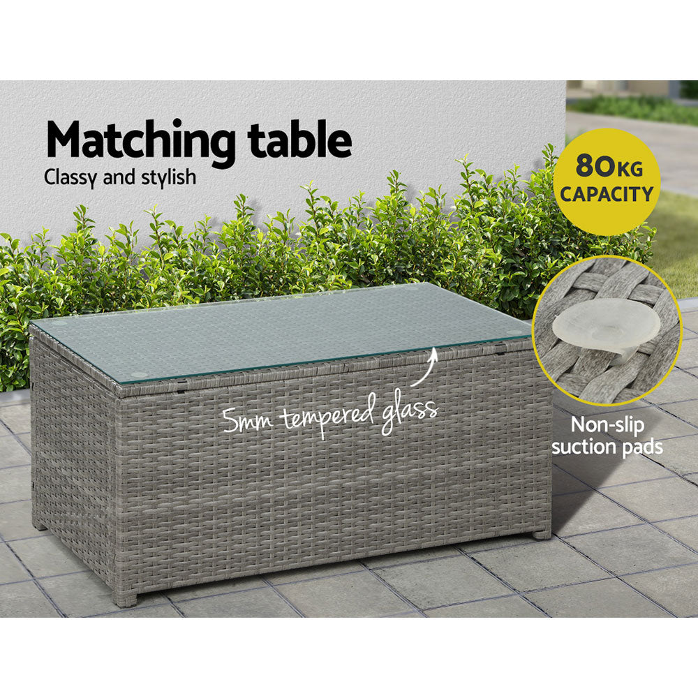 Gardeon 4-Seater Outdoor Sofa Set Wicker Lounge Grey