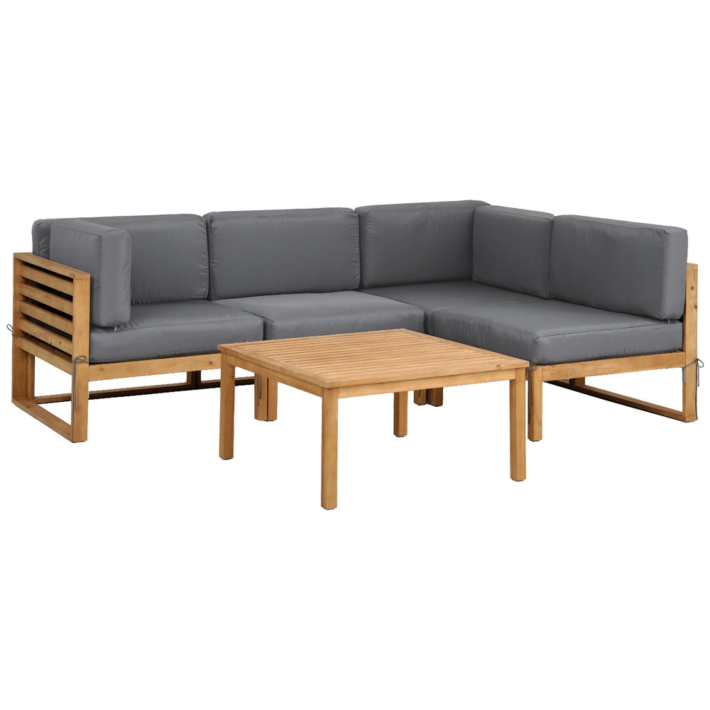 Gardeon 4-Seater Wooden Outdoor Sofa Set Dark Grey Cushions